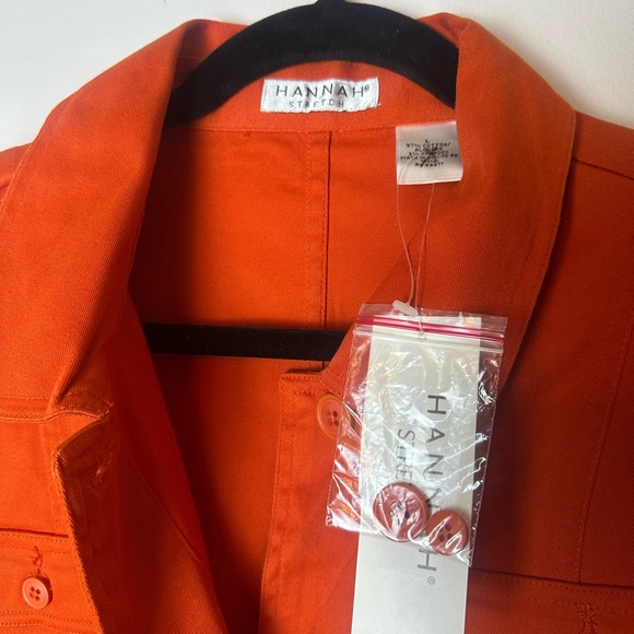 ❗️ Orange Button up business casual cotton jacket size large Hannah Stretch - Picture 3 of 9